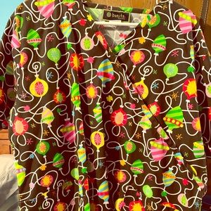 Christmas scrub top